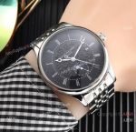Clone Patek Philippe Calatrava Moonphase Watch - Stainless Steel Black Dial
